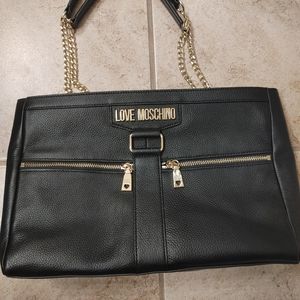 Genuine black leather Love moschino handbag